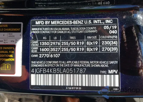2020 Mercedes-Benz Gle 350 4Matic z USA, uszkodzony, nr VIN 4JGFB4KB5LA051787